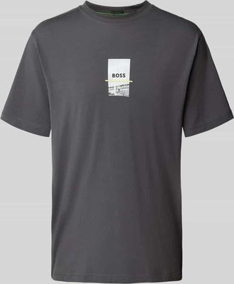HUGO BOSS Regular Fit T-Shirt aus Baumwoll-Mix in Dunkelgrau, Größe XXXL