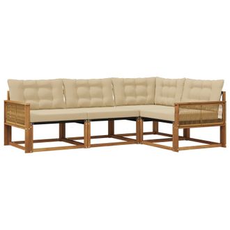 vidaXL Conjunto De Sof&aacute;s De Exterior Con Coj&iacute;n 4 Pcs Natural Y Beige Vidaxl