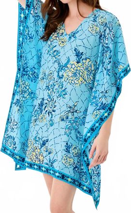 Lilly Pulitzer Lindamarie Silk Caftan Dress In Bellevue Blue - Breakers Beach Engineered