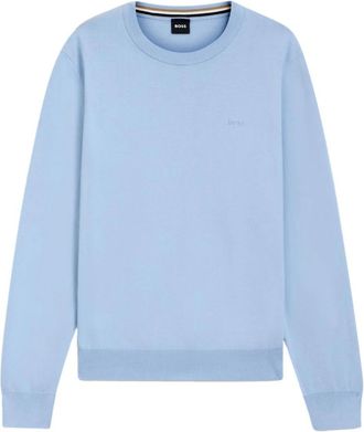 HUGO BOSS Upacas-L Gebreide Trui - Heren - Ronde hals truien - Blauw - L - Katoen - Truien & Vesten