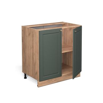 Vicco Armario Bajo Para Fregadero Fame-line, Verde Dorado Casa De Campo, 80 Cm Con Estante, Et M&aacute;rmol Vicco