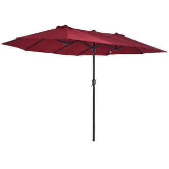 OUTSUNNY Sombrilla Doble Extragrande Parasol Para Terraza Patio O Jard&iacute;n Protecci&oacute;n Solar Rojo