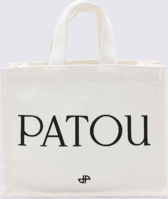 Patou White Cotton Small Tote Bag