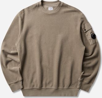 C.P. Company Men s Brushed and Emerized Diagonal Fleece Crewneck Sweatshirt Fallen Rock
