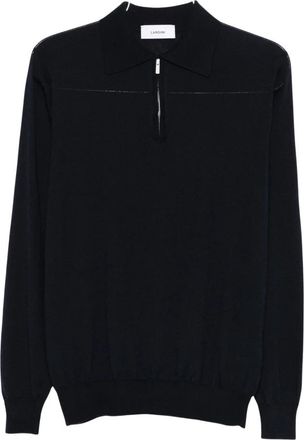 Lardini Half-zip Polo - Heren - Polos - Blauw - S - Wol - Tops