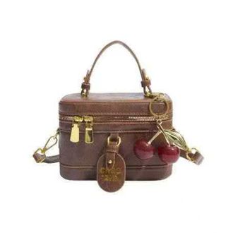 Generic Cymwer Women PU Retro Box Handbags with Pendant Crossbody Bag for Travel Work (Brown)