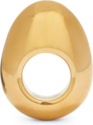 Jil Sander polished oval-body ring - women - Aluminium - M - Yellow