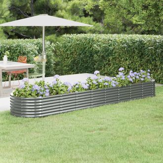 vidaXL Jardinera Arriate Acero Galvanizado Gris 368x80x36 Cm Vidaxl