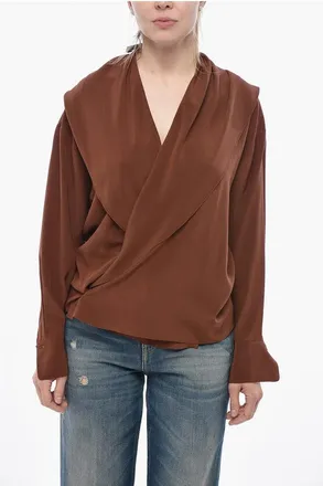 Petar Petrov Silk Wrap Shirt with Hood size 40