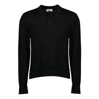 Officine G&eacute;n&eacute;rale Polo Shirts, male, Black, Size: M Brandon Long Sleeve Polo