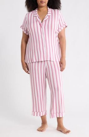 Nordstrom Rack Tranquility Crop Pajamas in Pink Leisure Stripe at Nordstrom Rack, Size 1X
