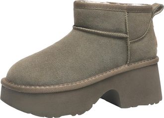 Generic Women thick soled high rise snow boots with winter fleece and thick anti cold cotton short boo (Green,6.5)