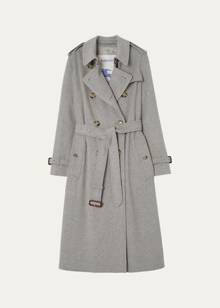 Burberry Kensington Cashmere Double-Breasted Belted Trench Coat
