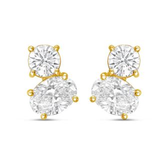 Diana M. Jewels 14K RG Gold 2 Stone Earrings 10.00 Ct