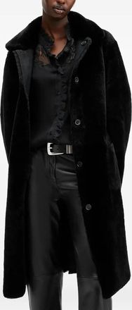 AllSaints Serra leren jas met knopen - Zwart