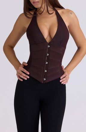 House of CB Lia Dark Cherry Corset Top at Nordstrom, Size Large