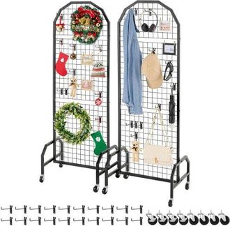 OEM Paneles De Pared De Rejilla, 2 Unidades, Expositor De 60 X 40 X 164 Cm Con Ruedas Y 20 Ganchos, Estantes De Acero Al Carbono, Estante Para Exhibir Art
