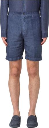 120% Lino Casual Shorts, male, Blue, S, White Linen Casual Shorts Men