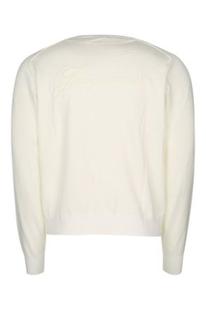 Jacquemus Mens Le Sweater Brode Offwhite Merino Wool Maglie