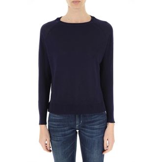 Aspesi Round-neck Knitwear, female, Blue, XS, Blue Lightweight Cotton Jumper