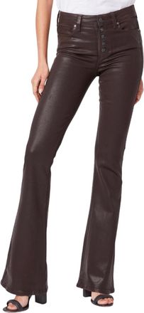 Paige Lou Lou Coated High Rise Flare Pants In Brown