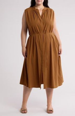 Vince Sleeveless Linen Blend Midi Dress in Cottonwood at Nordstrom Rack, Size 2X