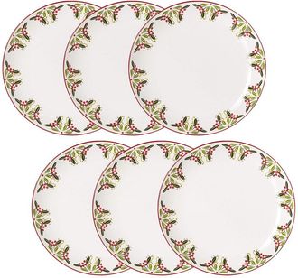 American Atelier Bargello Holiday Set Of 6 Dinner Plates