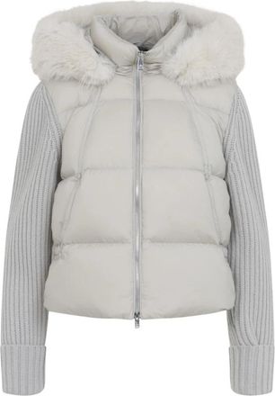 Moose Knuckles Everest Hybrid Down Jacket - Dames - Winterjassen - Wit - XL - Wol - Jassen