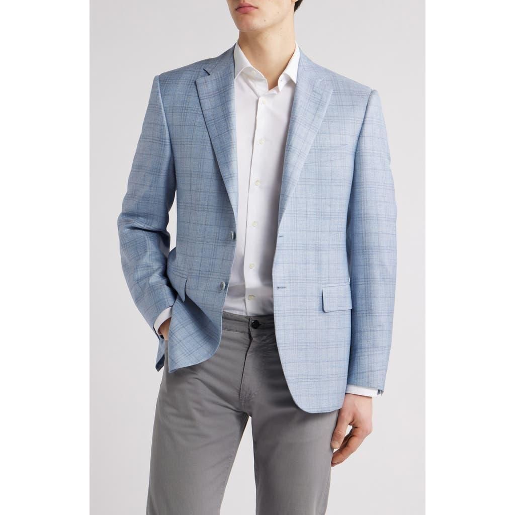 Canali Siena Regular Fit Plaid Wool Silk Blend Sport Coat in