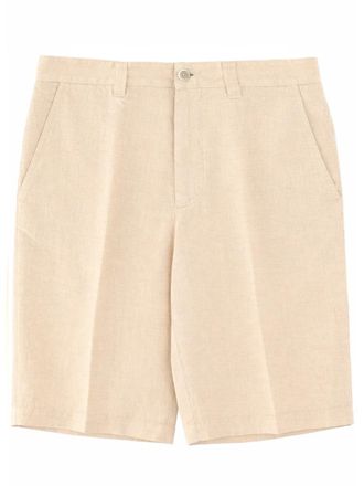 120% Lino Light Beige Tailored Linen Shorts