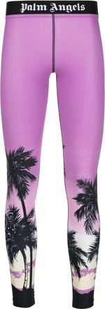 Palm Angels Sunset logo-print leggings - women - Polyester/Elastane - M - Purple