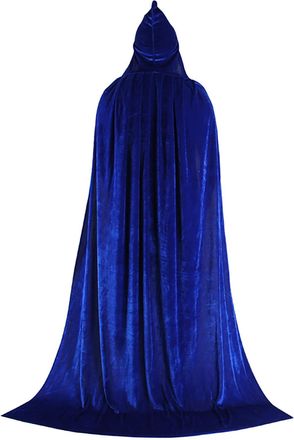 Generic Womens Warm Shawl Unisex Solid Color Velvet Halloween Witch Cape Multiple Sizes (Blue, XL)