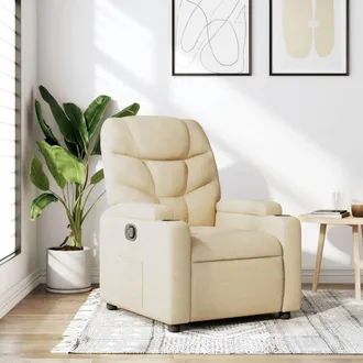 vidaXL Sill&oacute;n Reclinable De Tela Crema Vidaxl
