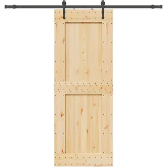 vidaXL Vidaxl - Puerta Corredera Con Herrajes Madera Maciza De Pino 85x210 Cm