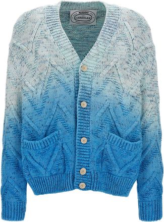 MISSONI MULTI COLOR V NECK KNIT outlet BUTTON UP STRIPE CARDIGAN BROWN BLUE SIZE 10