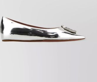 Amina Muaddi leather camelia ballerinas embellished detail