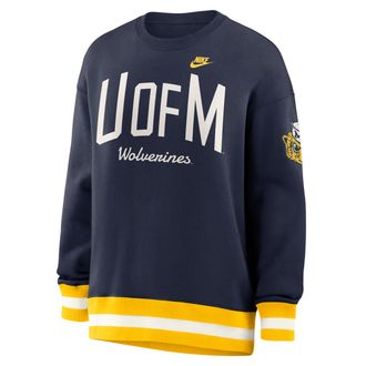 Nike Jordan Michigan Legacy Nike Womens College Pullover Crew in Blue | 040H0K9YMWV-V89