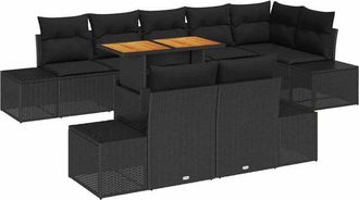 vidaXL Garden Sofa Set with Storage 9 pcs Black Poly rattan vidaXL