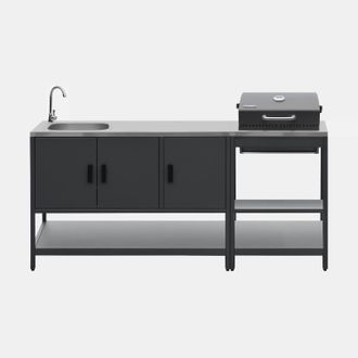 Sweeek Cucina Da Esterno Modulare Con Barbecue A Carbonella E Lavandino, 2 Moduli