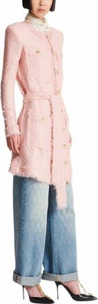Balmain Sequinned Tweed Edge-To-Edge Jacket in Pink at Nordstrom, Size 38 Eu