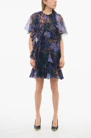 Dsquared2 Chiffon Midi Dress with Ruffles Dsquared2