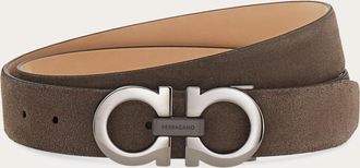 Ferragamo Men Adjustable Gancini belt Grey