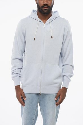 Brunello Cucinelli Maglia in Puro Cashmere con Zip e Cappuccio Brunello Cucinelli