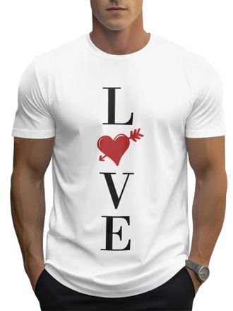 Generic Mens Valentines Day Short Sleeve T-Shirt - Round Neck Casual Tops (UK, Alpha, L, Regular, Regular, White4)