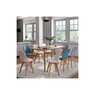 IDMarket Idmarket - Lote De 8 Sillas Escandinavas Sara Mix Rosa Pastel X2, Blanco X2, Gris Claro X2, Azul X2