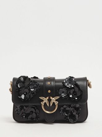 Pinko Borsa a spalla Baby Love Bag Slouchy in pelle con fiori gioiello Pinko