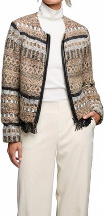 Nic+Zoe Knit Weaving Trimmed Jacket In Neutral Multi