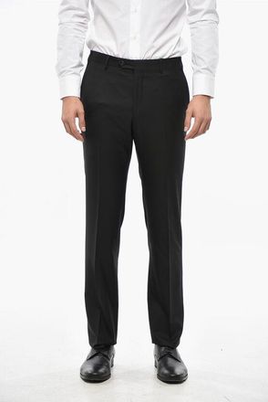 Corneliani CC COLLECTION Wool Pants with Belt Loops and Scalloped Hem size 48