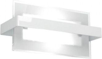 Top-Light Applique Industrial-Minimal Cross Metallo Bianco Vetro 2 Luci E27 29Cm