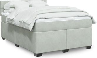 vidaXL Vidaxl - Cama Box Spring Con Colch&oacute;n Terciopelo Gris Claro 160x200 Cm